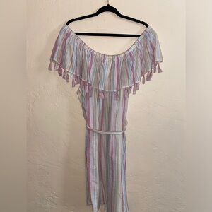 Forever 21 Pastel Striped Off-shoulder Resort Dress